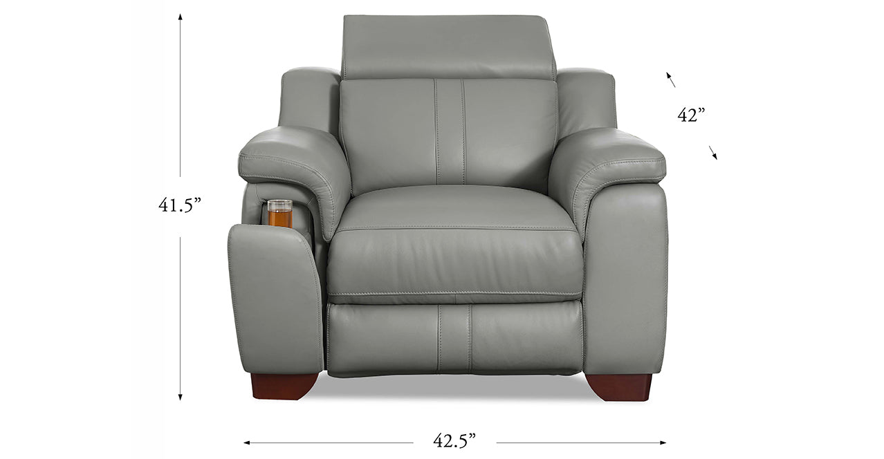 Cara Power Headrest Zero Gravity Reclining Sofa, Silver Gray